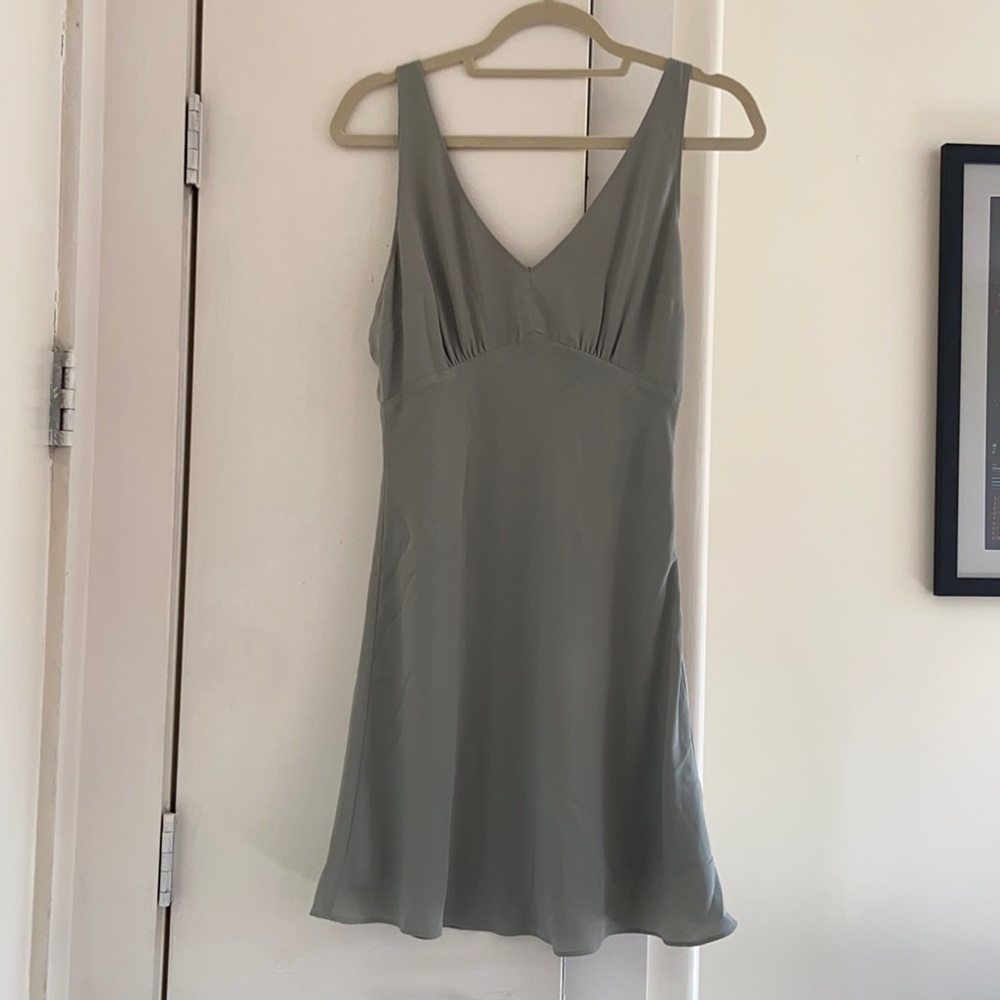 Olive green Abercrombie & Fitch babydoll slip mini dress